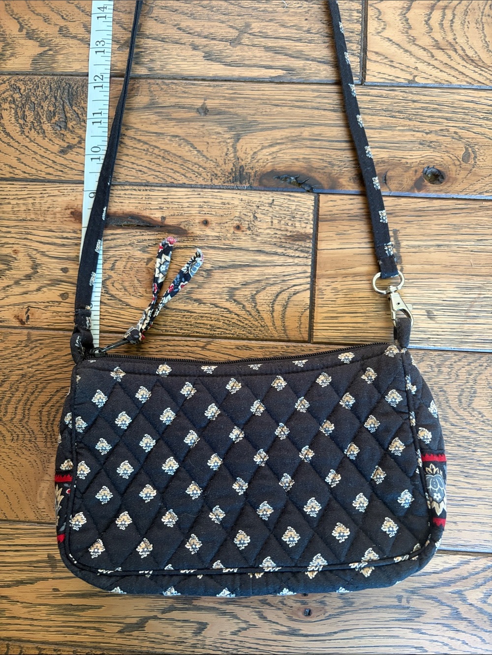 Vera Bradley Quilted Black Floral Pattern Crossbody